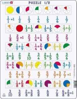Larsen Rahmen-Puzzle, 35 Teile, 36x28 Cm, Brüche 1/2