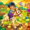 Larsen Rahmen-Puzzle, 16 Teile, 36x28 Cm, Bauernhof-Kind Mit Pony