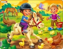 Larsen Rahmen-Puzzle, 16 Teile, 36x28 Cm, Bauernhof-Kind Mit Pony