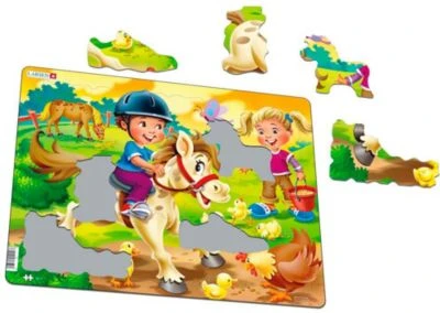 Larsen Rahmen-Puzzle, 16 Teile, 36x28 Cm, Bauernhof-Kind Mit Pony 2 Larsen Rahmen-Puzzle, 16 Teile, 36x28 Cm, Bauernhof-Kind Mit Pony - Image 2