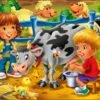 Larsen Rahmen-Puzzle, 18 Teile, 36x28 Cm, Bauernhof-Kinder Mit Kuh