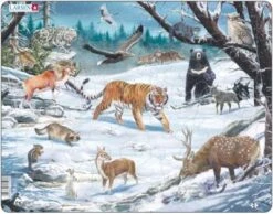 Larsen Rahmen-Puzzle, 66 Teile, 36x28 Cm, Tiere In Sibirien Und Fernost