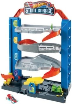 Hot Wheels Stunt-Garage Spielset, Parkhaus Inkl. 1 Spielzeugauto, Parkgarage