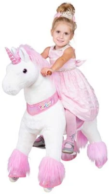 PonyCycle Kinder Reittiere Sternschnuppe Einhorn U-Serie Weiß Rosa Small Mit Sound