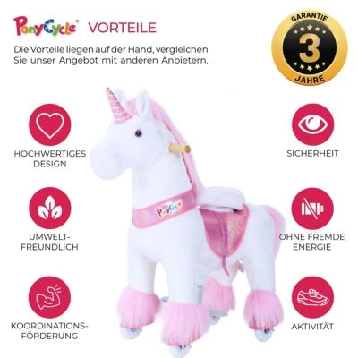 PonyCycle Kinder Reittiere Sternschnuppe Einhorn U-Serie Weiß Rosa Small Mit Sound 4 PonyCycle Kinder Reittiere Sternschnuppe Einhorn U-Serie Weiß Rosa Small Mit Sound - Image 4