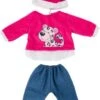 BAYER Kleider Für Puppen 33-38 Cm: 3-tlg. Set - Hose, Oberteil, Mütze, Blau/pink