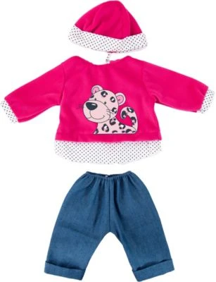 BAYER Kleider Für Puppen 33-38 Cm: 3-tlg. Set - Hose, Oberteil, Mütze, Blau/pink 1 BAYER Kleider Für Puppen 33-38 Cm: 3-tlg. Set - Hose, Oberteil, Mütze, Blau/pink