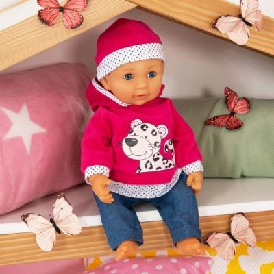 BAYER Kleider Für Puppen 33-38 Cm: 3-tlg. Set - Hose, Oberteil, Mütze, Blau/pink 4 BAYER Kleider Für Puppen 33-38 Cm: 3-tlg. Set - Hose, Oberteil, Mütze, Blau/pink - Image 4