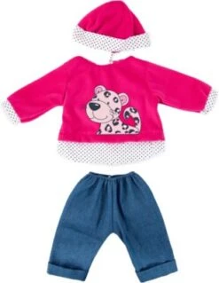BAYER Kleider Für Puppen 40-46 Cm: 3-tlg. - Hose, Oberteil, Mütze, Blau/pink