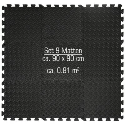 Eyepower Puzzlematte Schwarz 9 Matten Je 30x30x1cm 2 Eyepower Puzzlematte Schwarz 9 Matten Je 30x30x1cm - Image 2