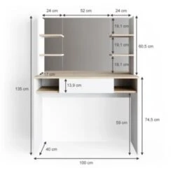 Vicco Schminktisch DAENERYS Weiß-Sonoma Frisiertisch Kommode Frisierkommode Spiegel -Spielzeug Geschaft 19335255 03