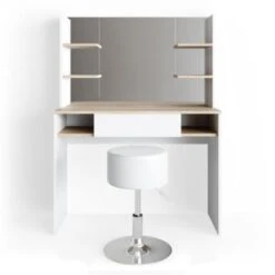 Vicco Schminktisch DAENERYS WeiĂ-Sonoma Frisiertisch Frisierkommode Spiegel Hocker