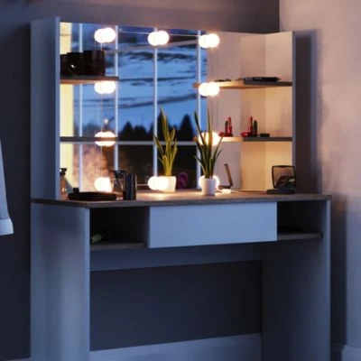 Vicco LED Schminktisch DAENERYS Weiß-Sonoma Frisiertisch Frisierkommode Spiegel 5 Vicco LED Schminktisch DAENERYS Weiß-Sonoma Frisiertisch Frisierkommode Spiegel - Image 5