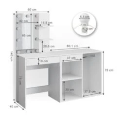 Vicco Schminktisch Frisiertisch Kommode Isabelle LED-Beleuchtung Beistellschrank -Spielzeug Geschaft 19337269 04