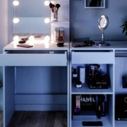 Vicco Schminktisch Frisiertisch Kommode Isabelle LED-Beleuchtung Beistellschrank -Spielzeug Geschaft 19337269 05