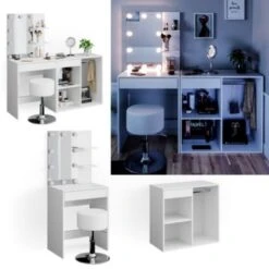 Vicco Schminktisch Frisiertisch Isabelle LED-Beleuchtung Hocker Beistellschrank -Spielzeug Geschaft 19337289 03