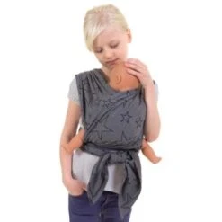 Hoppediz Puppenzubehör Puppentragetuch Grau Mit Sternen