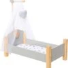 MyToys ORIGINALS Holz Puppenbett, Grau Mit Bettwäsche