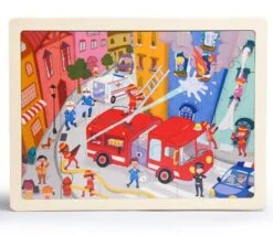 TOPBRIGHT Holzpuzzle Feuerwehr, 24 Teile