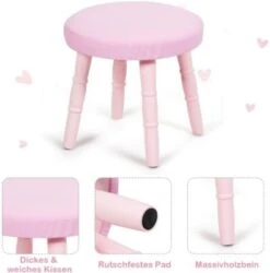 COSTWAY® Kinderschminktisch Mit Hocker & Spiegel Kronenform -Spielzeug Geschaft 21653115 05