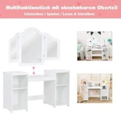 COSTWAY® Schminktisch Mit 3 Spiegeln & 4 Ablagen -Spielzeug Geschaft 21653147 06