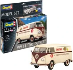 Model Set VW T1 Bulli "Dr. Oetker", Revell Modellbausatz Mit Basiszubehör Im Maßstab 1:24, 124 Teile, 18,1 Cm