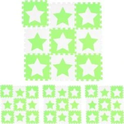 Relaxdays 36 X Puzzlematte Sterne Weiß-grün