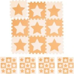 Relaxdays 45 X Puzzlematte Sterne Orange-beige