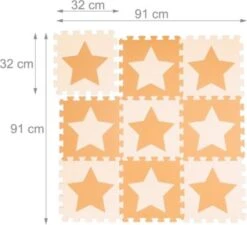 Relaxdays 45 X Puzzlematte Sterne Orange-beige -Spielzeug Geschaft 22161878 04