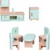 Lelin Holzspielzeug Puppenhausmöbel 7 Tlg