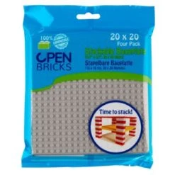 Stapelbare Bauplatte (16 X 16 Cm, 20 X 20 Noppen), Hellgrau, 4er-Pack -Spielzeug Geschaft 22782685 03