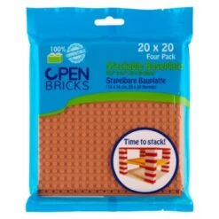 Stapelbare Bauplatte (16 X 16 Cm, 20 X 20 Noppen), Helbraun, 4er-Pack -Spielzeug Geschaft 22782707 03