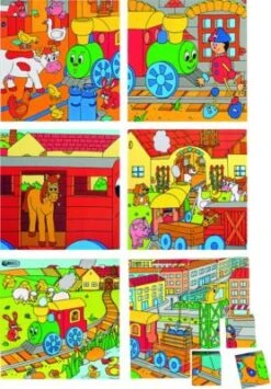 Woodyland Holzspielzeug Puzzle "Zug -Tiere - Futter"