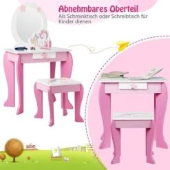 COSTWAY® Schminktisch Mit Hocker Cartoon-Muster 8 COSTWAY® Schminktisch Mit Hocker Cartoon-Muster -Spielzeug Geschaft 23111856 04