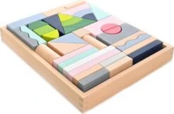 EverEarth Stylische Bauklötze, 37 Teile In Holzkiste