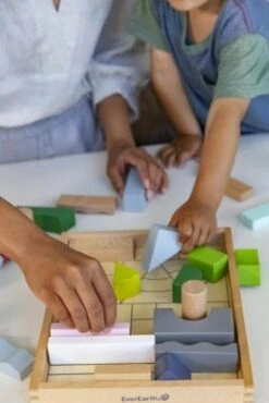 EverEarth Stylische Bauklötze, 37 Teile In Holzkiste -Spielzeug Geschaft 23198459 04