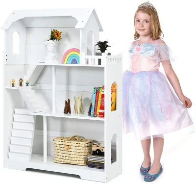 COSTWAY® Puppenhaus Kinderregal 81x29x116cm 1 COSTWAY® Puppenhaus Kinderregal 81x29x116cm