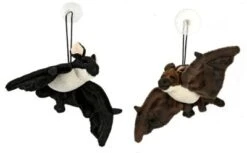 UNI-TOYS® Fledermäuse, Klein (2-teilig) - Schwarz-weiß Und Braun-weiß - Mit Saugnapf - Je 23 Cm (Breite) - Plüschtiere Kuscheltiere