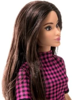 Barbie Fashionistas Puppe Im Pink-schwarz-karierten Kleid, Kurvig, „Love“ Halskette, Für Kinder Von 3 Bis 8 Jahren -Spielzeug Geschaft 24798488 04