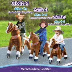 PonyCycle Kinder Reitspielzeug Braun Pferd Mit Bremsen Mit Klang Für 3-5 Jahre Kinder Reittier Tretauto -Spielzeug Geschaft 24927805 06