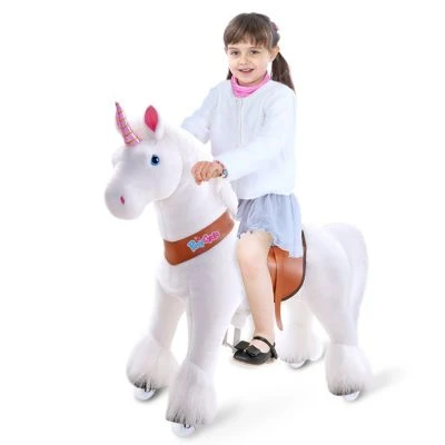 PonyCycle Kinder Reitspielzeug Weiß Einhorn Mit Bremsen Mit Klang Für 4-8 Jahre 1 PonyCycle Kinder Reitspielzeug Weiß Einhorn Mit Bremsen Mit Klang Für 4-8 Jahre