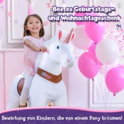 PonyCycle Kinder Reitspielzeug Weiß Einhorn Mit Bremsen Mit Klang Für 4-8 Jahre 3 PonyCycle Kinder Reitspielzeug Weiß Einhorn Mit Bremsen Mit Klang Für 4-8 Jahre - Image 3