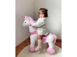 PonyCycle Reittier Kinder Reitspielzeug Rosa Einhorn Mit Bremsen Mit Klang Für 3-5 Jahre Rollenspielzeug Cowboy Reittiere