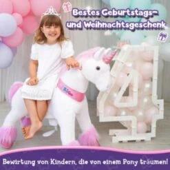 PonyCycle Reittier Kinder Reitspielzeug Rosa Einhorn Mit Bremsen Mit Klang Für 3-5 Jahre Rollenspielzeug Cowboy Reittiere -Spielzeug Geschaft 24927820 05