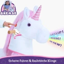 PonyCycle Reittier Kinder Reitspielzeug Rosa Einhorn Mit Bremsen Mit Klang Für 3-5 Jahre Rollenspielzeug Cowboy Reittiere -Spielzeug Geschaft 24927820 06