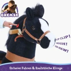 PonyCycle Kinder Reitspielzeug Schwarz Pferd Mit Bremsen Mit Klang Für 4-8 Jahre -Spielzeug Geschaft 24927824 04