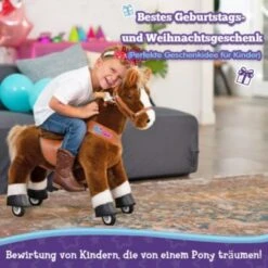 PonyCycle Kinder Reitspielzeug Braun Pferd Mit Bremsen Mit Klang Für 4-8 Jahre -Spielzeug Geschaft 24927826 04