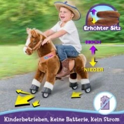 PonyCycle Kinder Reitspielzeug Braun Pferd Mit Bremsen Mit Klang Für 4-8 Jahre -Spielzeug Geschaft 24927826 06