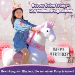 PonyCycle Reitpferd Rosa Einhorn Kinder Reittier Outdoor-Spielzeug Mit Bremsen Mit Klang Für Alter 7+ -Spielzeug Geschaft 25233445 03