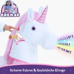 PonyCycle Reitpferd Rosa Einhorn Kinder Reittier Outdoor-Spielzeug Mit Bremsen Mit Klang Für Alter 7+ -Spielzeug Geschaft 25233445 04